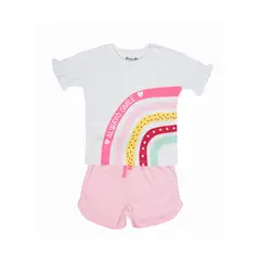 PUMUCKI - Pijama de Algodón Arcoíris Niña Short y Polera 2 Piezas