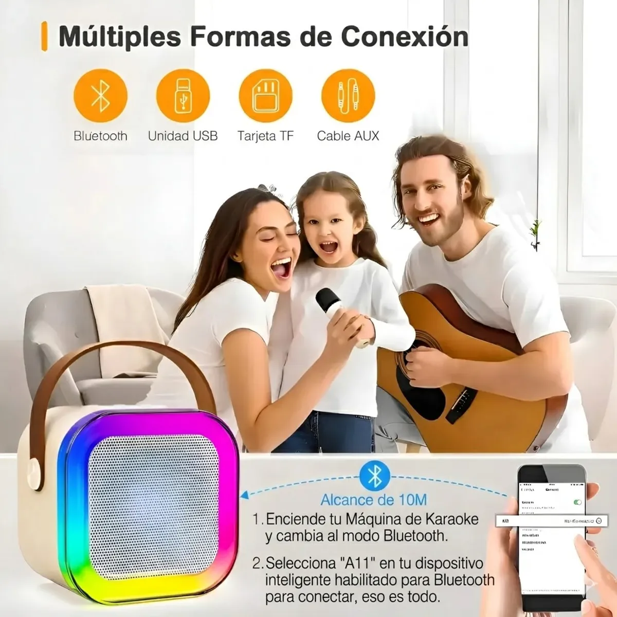 GENERICO - Mini Parlante de Karaoke Portátil con Micrófono Inalámbrico