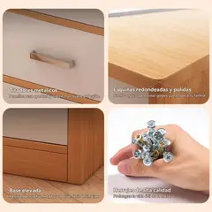 BLIK - Escritorio Con Cajones 100cm Gabinete Pata Metálica Oficina Vidita Color BlancoOlak