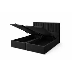 GENERICO - Cama Baul King Turin Negro Multifuncional + Base + Respaldo + Colchon Excellence Plus