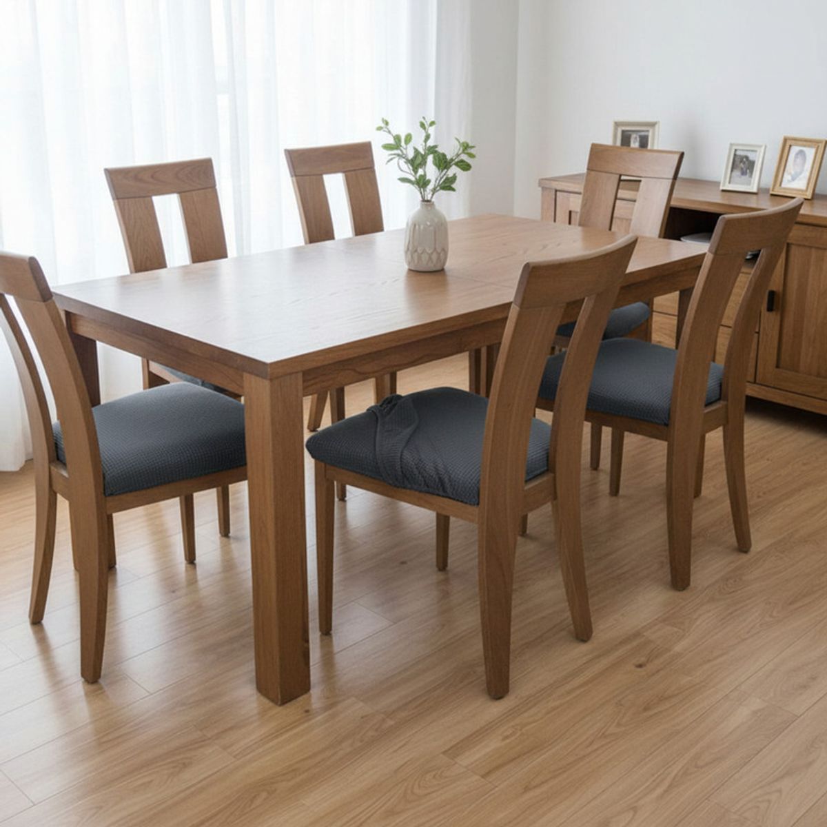 GENERICO - Set De 6 Fundas Para Asiento De Sillas Elasticadas Texturizada Cuadrille Color Gris