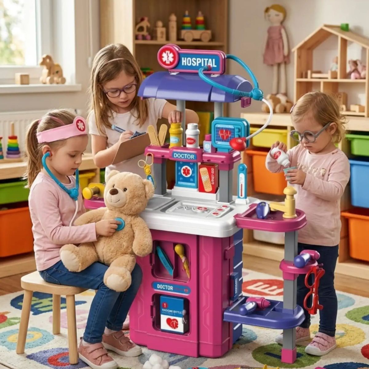 GENERICO - Set de Doctor Infantil 3 en 1 Juguete con Maleta Médica Móvil
