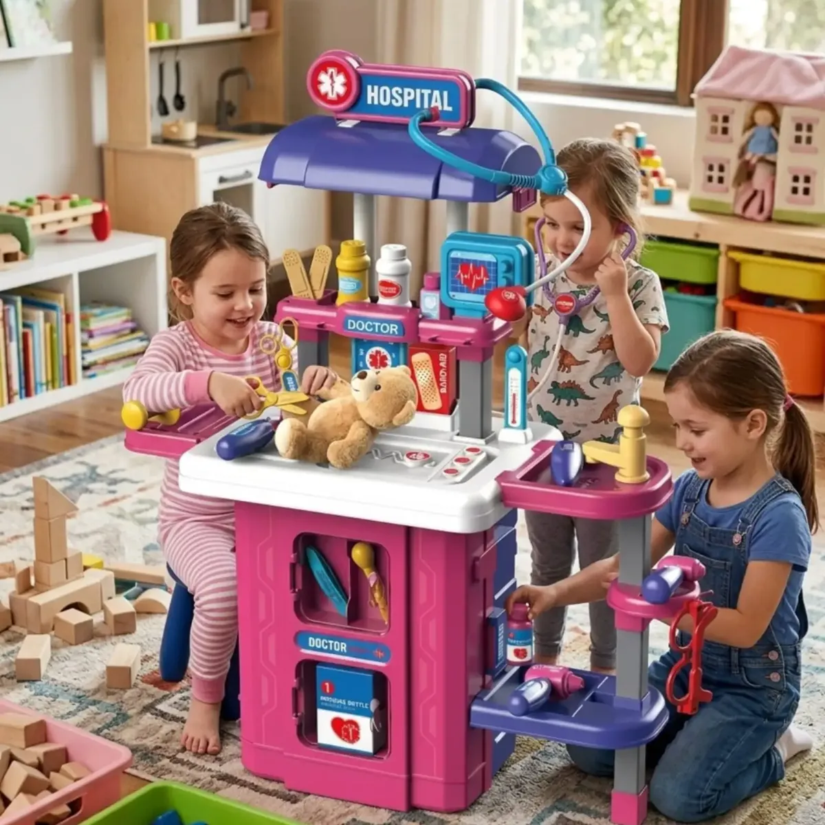 GENERICO - Set de Doctor Infantil 3 en 1 Juguete con Maleta Médica Móvil