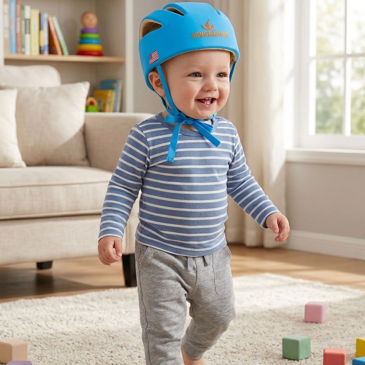 GENERICO - Casco Protector Antigolpe Bebe Gateo 6 Meses a 5 Anos Algodon 100 IXPE No Toxico Transpirable