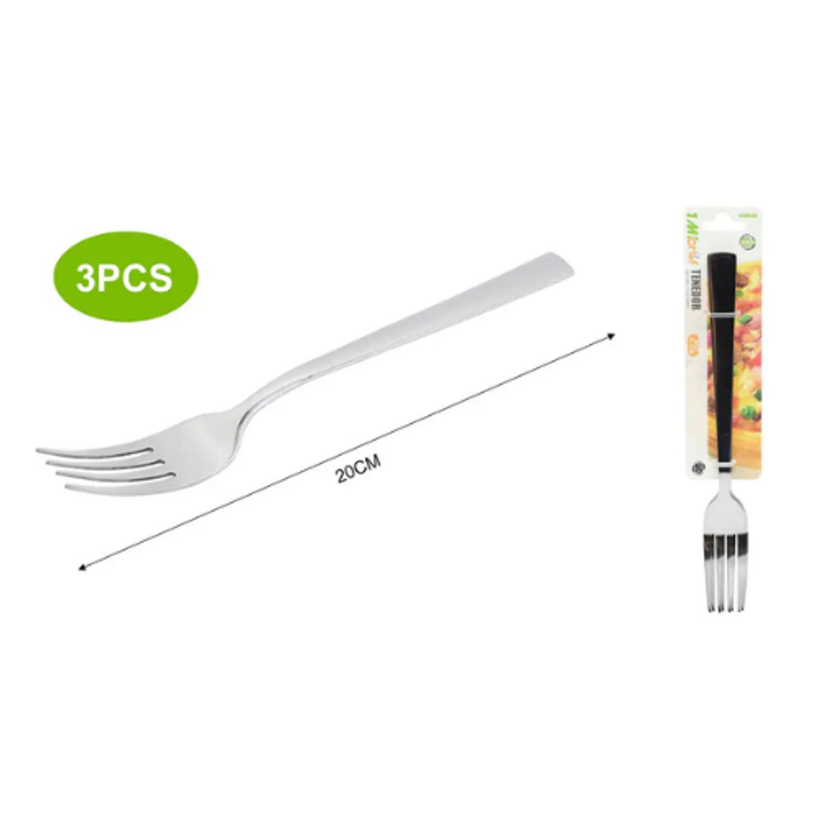 GENERICO - Set De Tenedor Cocina Profesionales Acero Inox X3 Piezas 20CM
