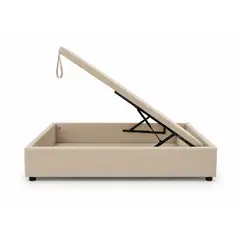 GENERICO - Cama Una Plaza Turin Baúl Beige Multifuncional + Base + Respaldo + Colchon Excellence Plus