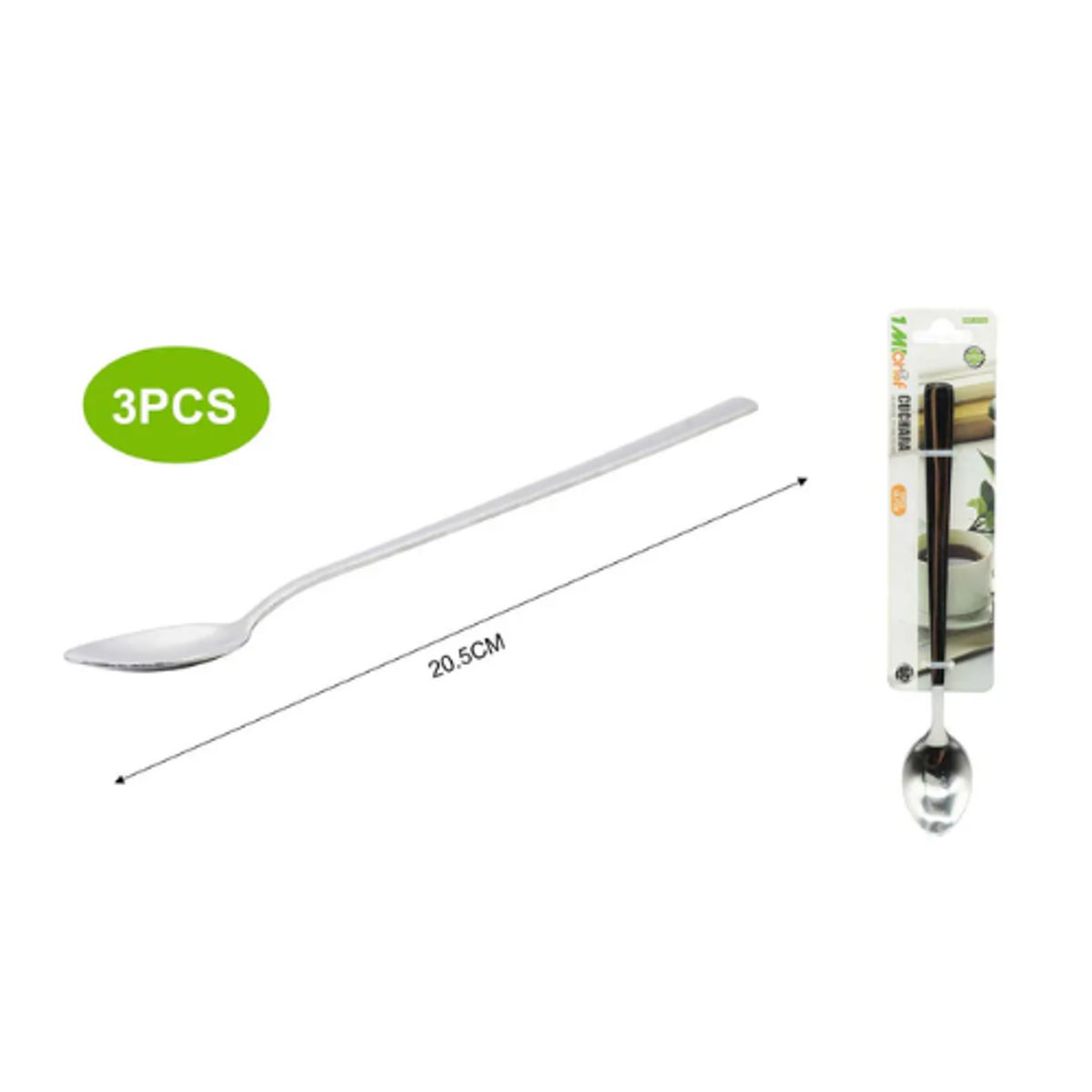 GENERICO - Set De Cucharillas De Postre Cocina Profesionales Acero Inox X3 Piezas 20.5CM