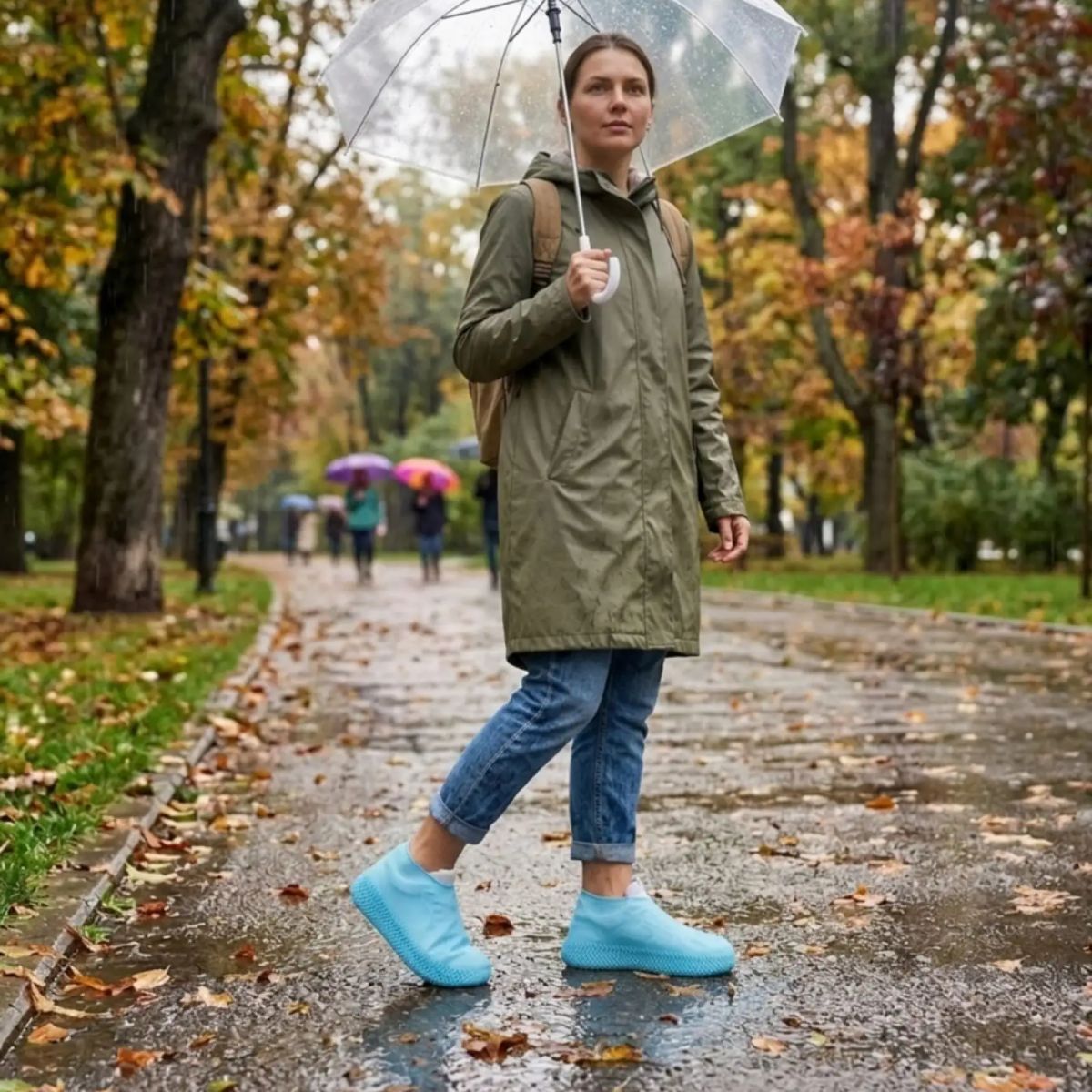 GENERICO - Cubre Zapatos De Silicona Impermeable Para Lluvia Talla S Azul