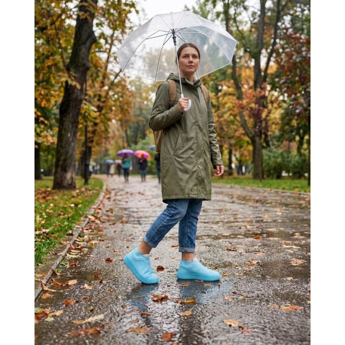 GENERICO - Cubre Zapatos De Silicona Impermeable Para Lluvia Talla S Azul