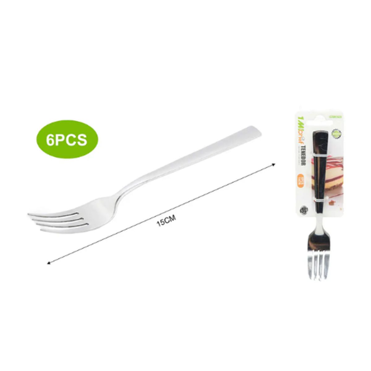 GENERICO - Set De Tenedor Cocina Profesionales Acero Inox X6 Piezas 15CM