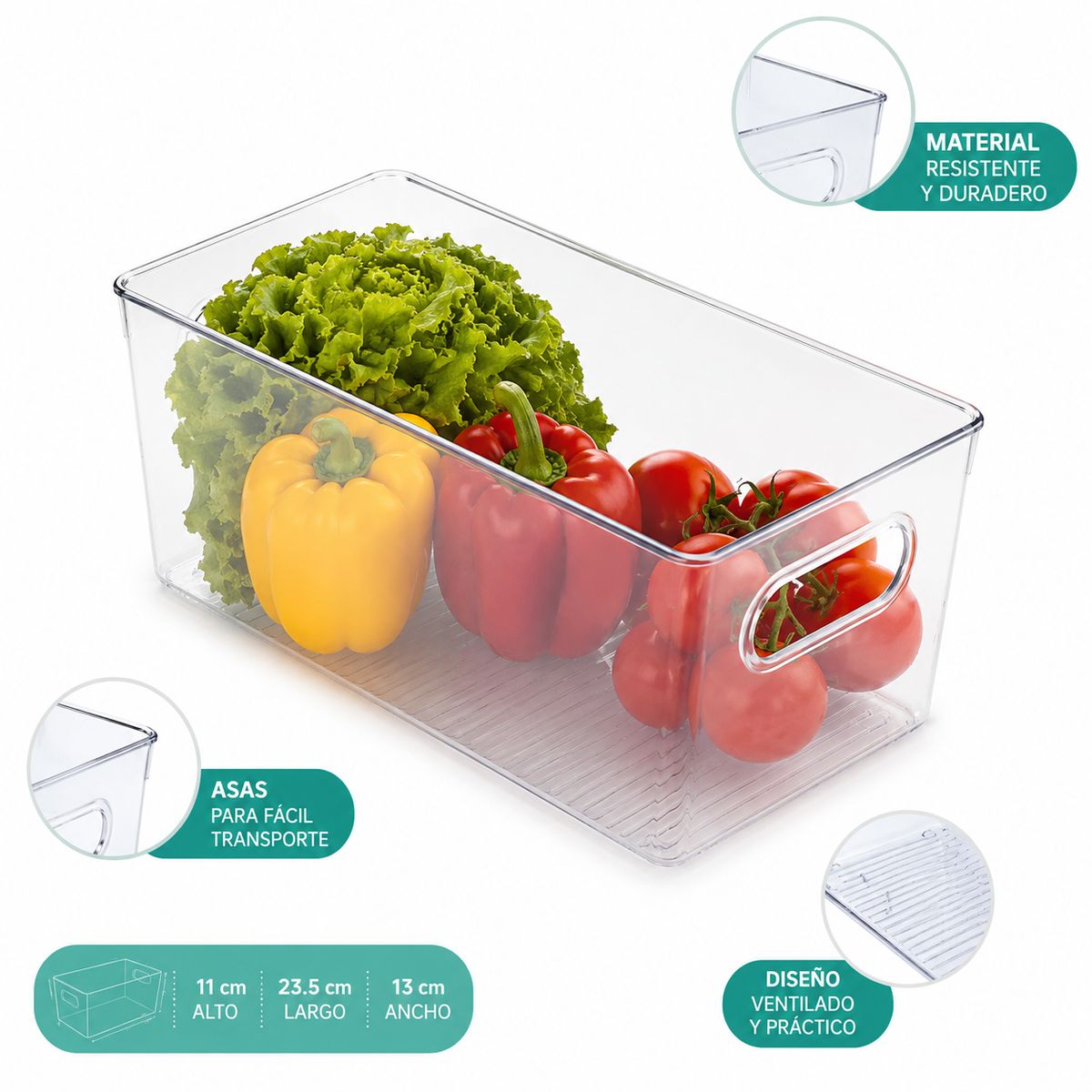 GENERICO - Organizador Transparente Multiuso para Refrigerador y Cocina