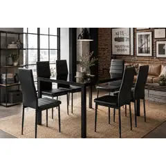 GENERICO - Juego de Comedor 6 Sillas Negro Moderno Minimalista Premium