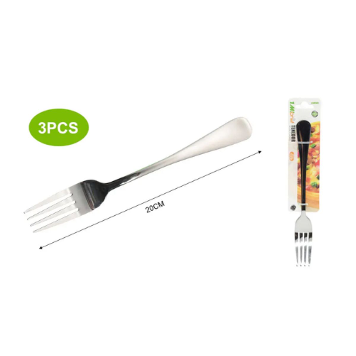 GENERICO - Set De Tenedor Cocina Profesionales Acero Inox X3 Piezas 20CM