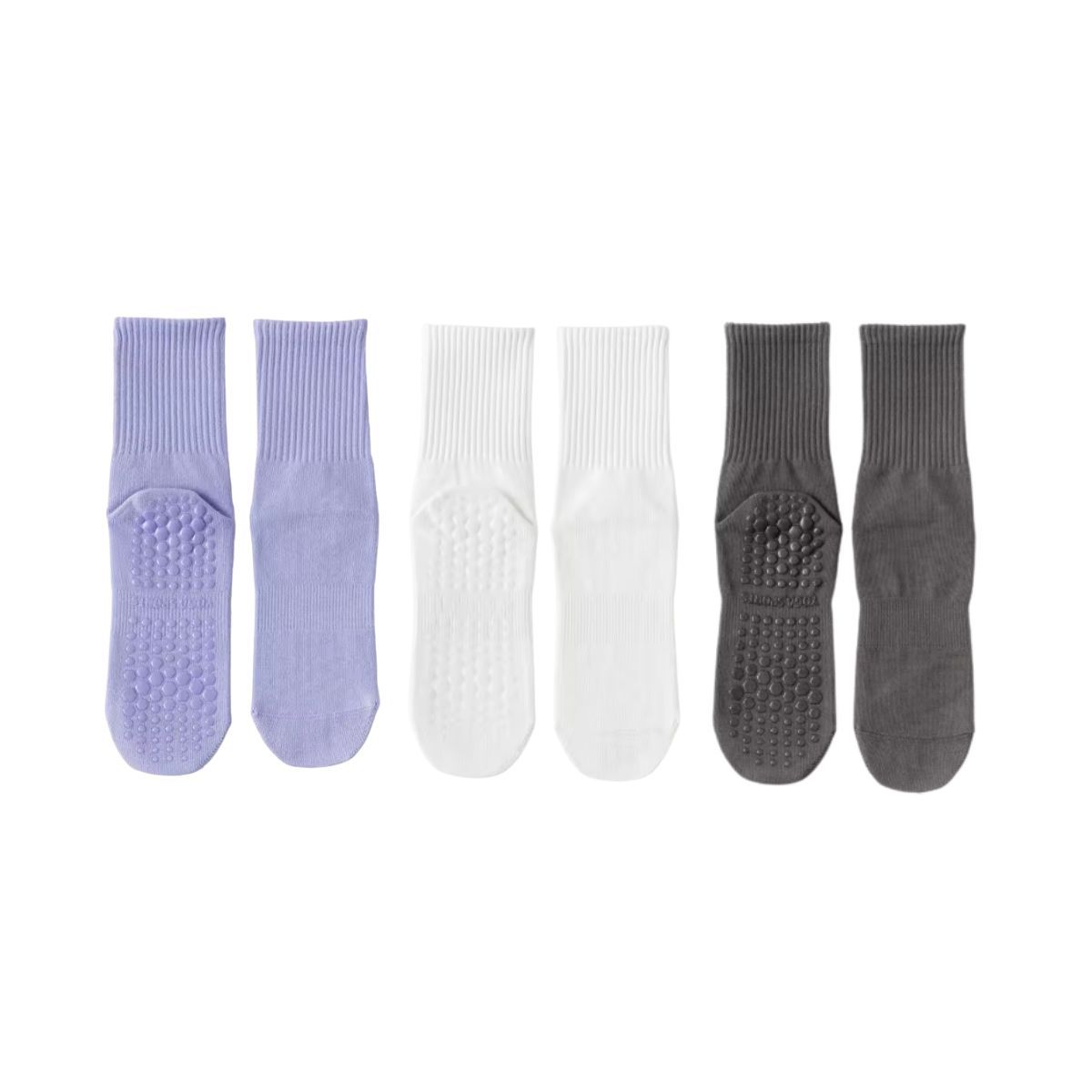GENERICO - CALCETINES ANTIDESLIZANTES ALGODON YOGA PILATES SET 3 PARES
