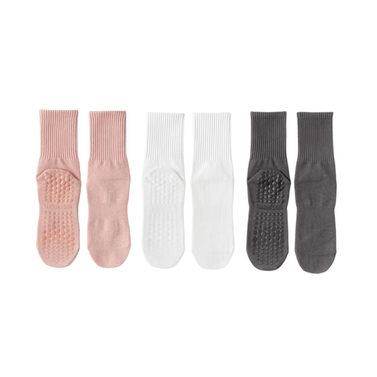 GENERICO - CALCETINES ANTIDESLIZANTES ALGODON YOGA PILATES SET 3 PARES