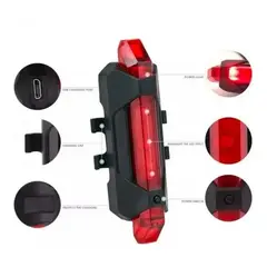 GENERICO - Luz Trasera Bicicleta Linterna Ciclismo Luces Led Recargable Color Rojo