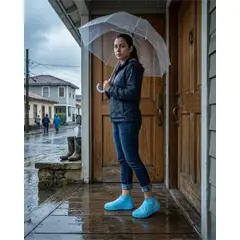 GENERICO - Set 6 Cubrecalzado Impermeable De Silicona Para Lluvia Talla M Azul