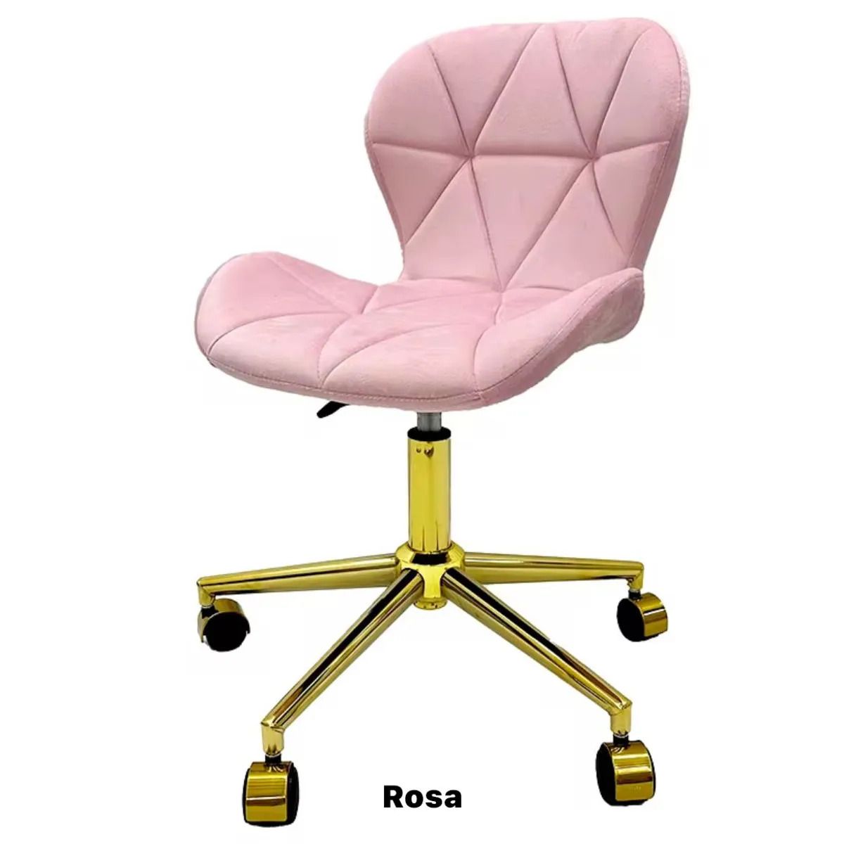 GENERICO - Silla Escritorio Mariposa Felpa Rosada Pedestal Dorado