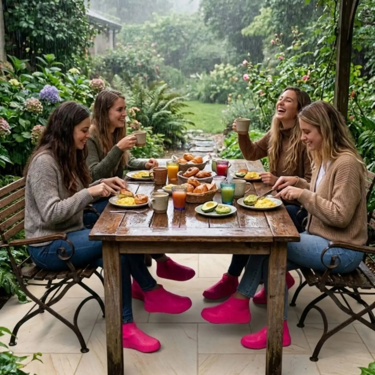 GENERICO - Set 2 Cubrecalzado Impermeable De Silicona Para Lluvia Talla S Rosa