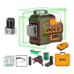 INGCO - Nivel Laser 360G 12 Líneas Verdes + Bat 2.0ah + Mini Tripoide