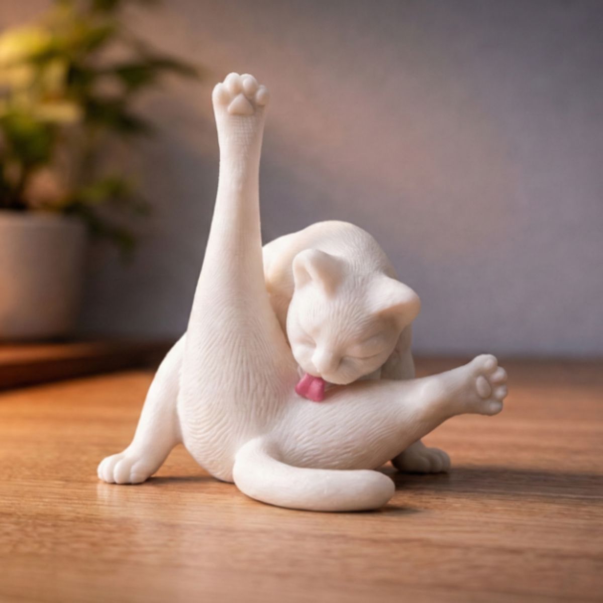 GENERICO - Figura Decorativa- Felino Bañándose