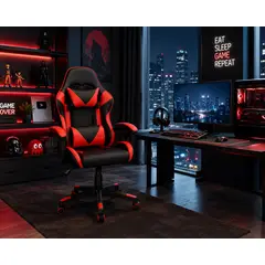 GENERICO - Silla Gamer Titan X Red Ergonómica Reclinable Roja y Negra Premium