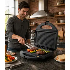 TASBEL - Sandwichera Grill Tostadora Pan Placa Antiadherente Rapida cocina Hogar