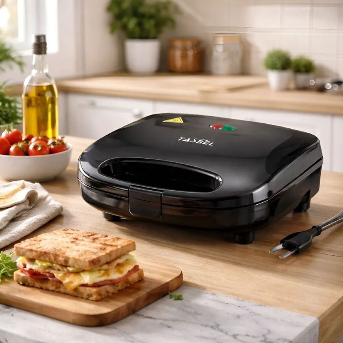 TASBEL - Sandwichera Grill Tostadora Pan Placa Antiadherente Rapida cocina Hogar