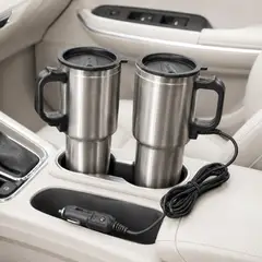 TASBEL - Vaso Termico Pack X2 Para Auto Acero Tazon Mug 12v 480ml