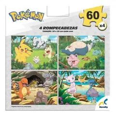 POKEMON - SET DE 4 ROMPECABEZAS - 60 PIEZAS C/U