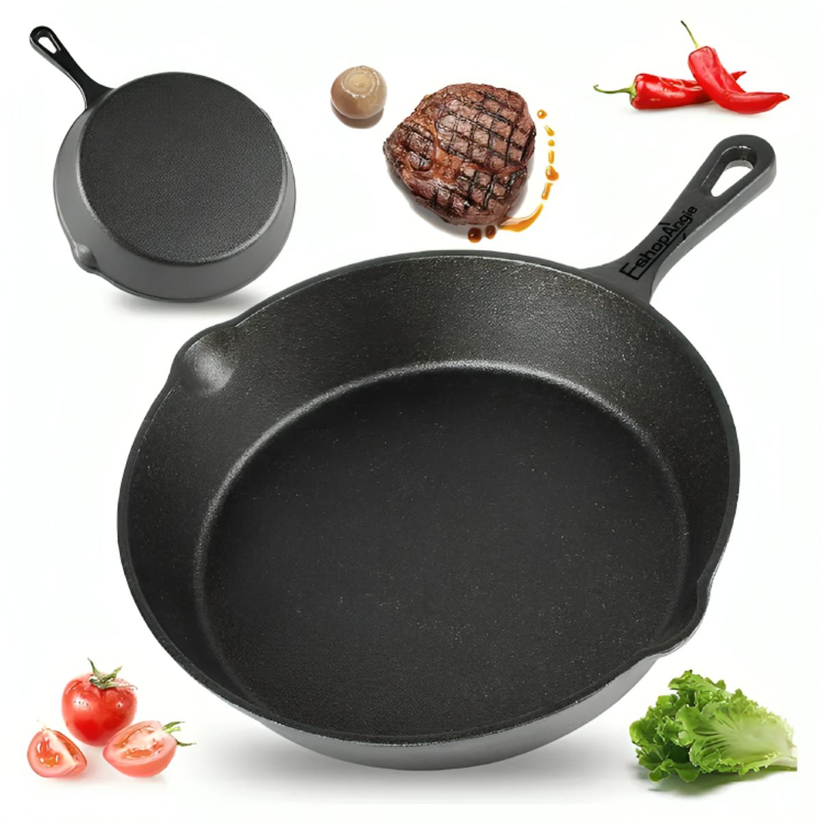 GENERICO - Set De 3 Sartenes De Hierro Fundido 16 20 Y 25cm Cocina