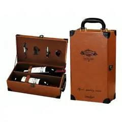GENERICO - Caja Para Vinos Maleta De Cuero Con Accesorios