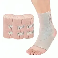 GENERICO - Pack 3 Venda Elástica Compresión 7.5cmx4.5m Vendaje + Gancho