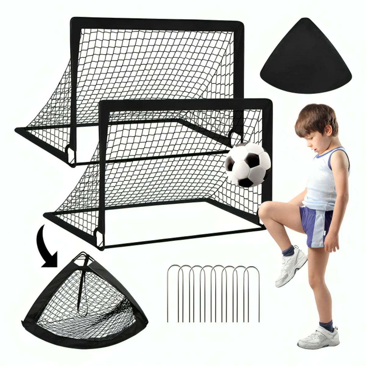 GENERICO - 2 Juego De Porterías De Fútbol Portátil Para Niños 12090cm