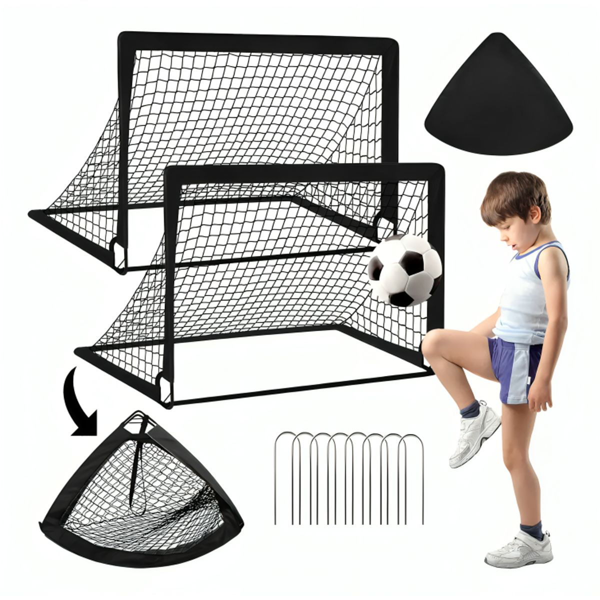 GENERICO - 2 Juego De Porterías De Fútbol Portátil Para Niños 12090cm