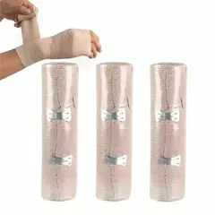 GENERICO - Pack 3 Venda Elástica Compresión 15cmx4.5m Vendaje Con Gancho