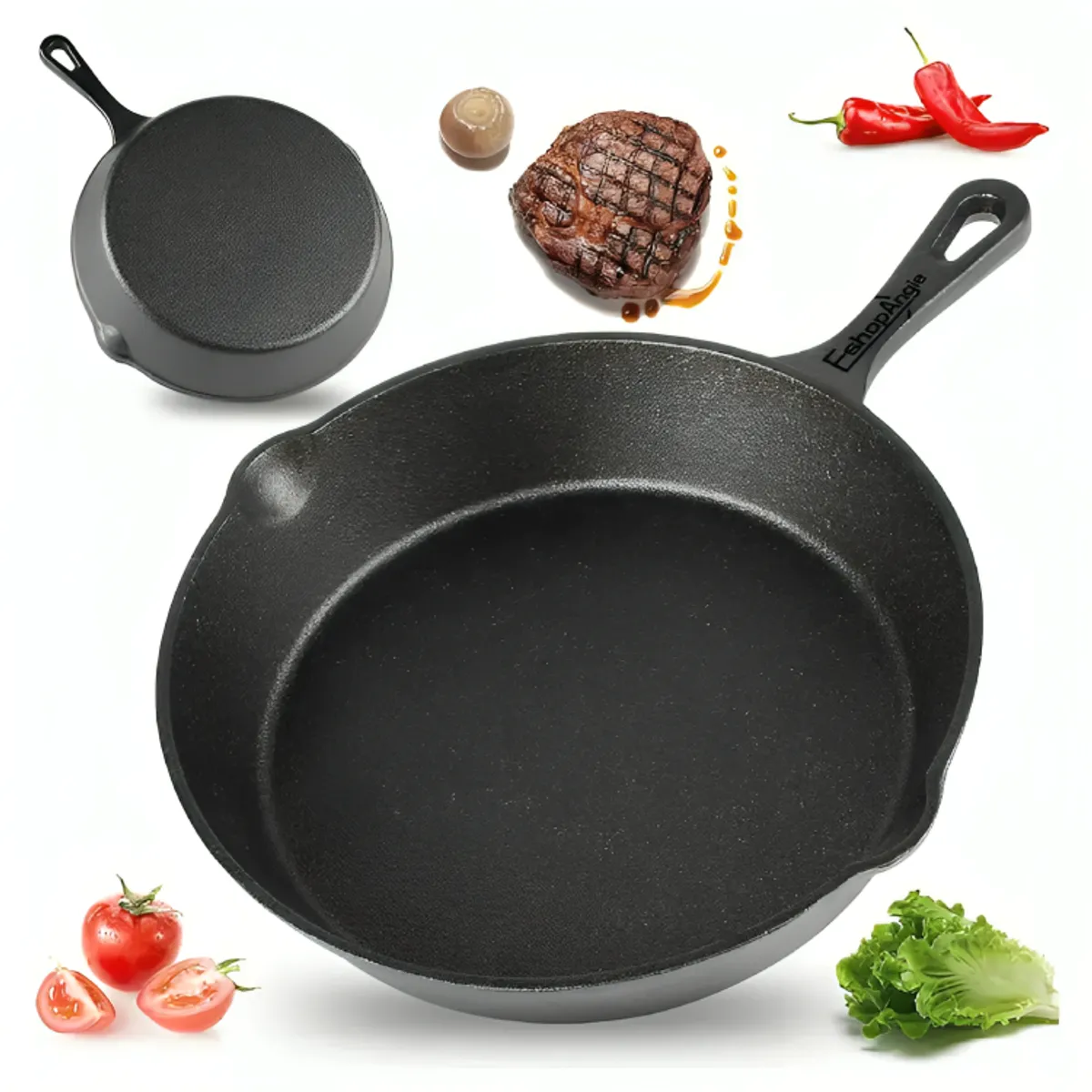 GENERICO - Set De 3 Sartenes De Hierro Fundido 16 20 Y 25cm Cocina