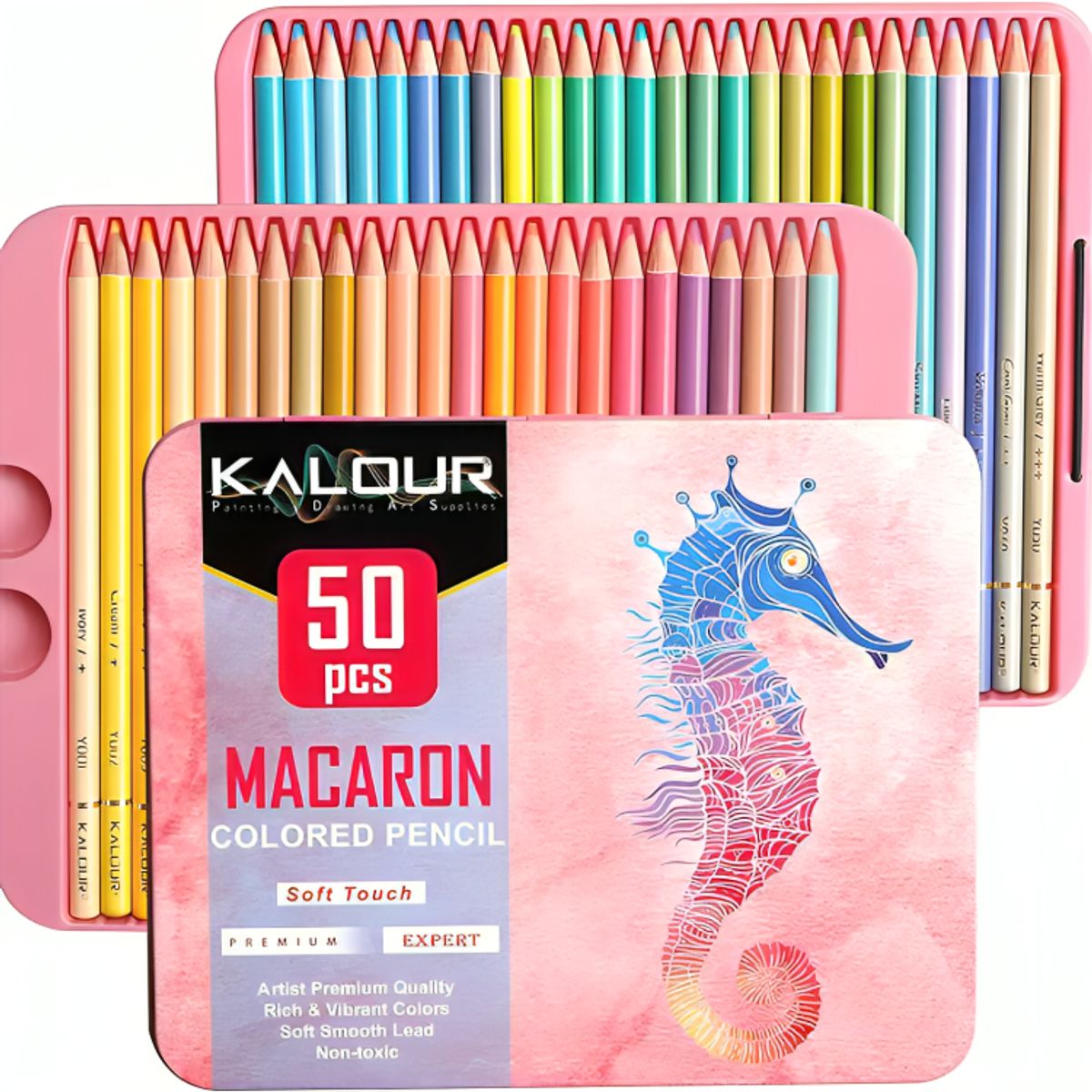 GENERICO - Set 50 Lapices Colores Macaron Arte Dibujo Caja Metálica