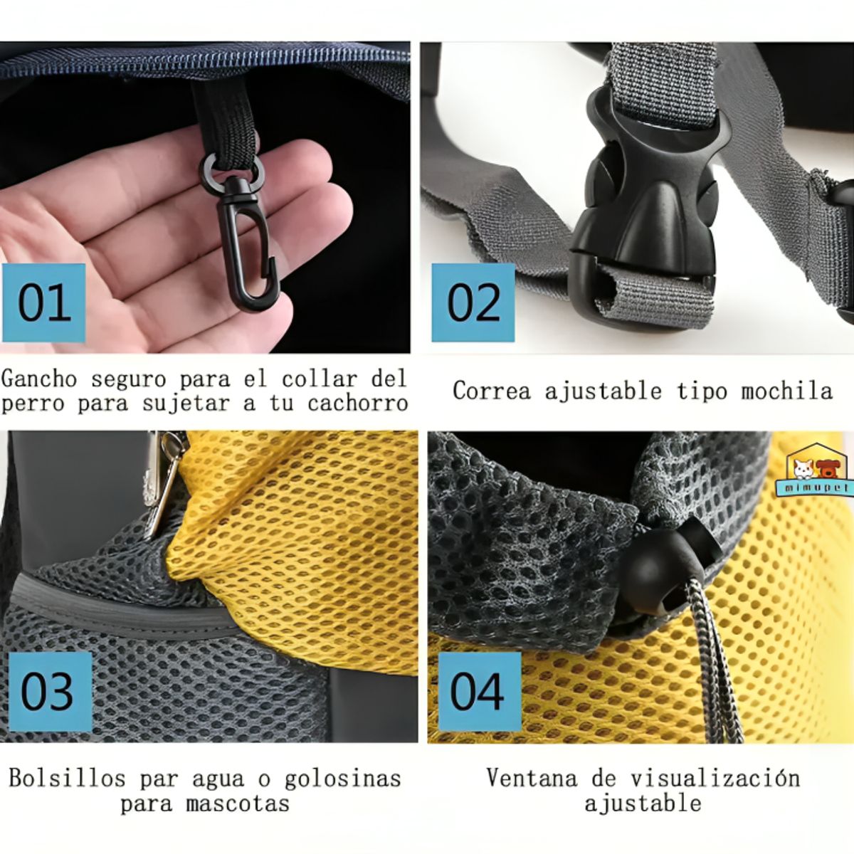 GENERICO - Mochila Transportadora Mascota Perros Gatos Malla Respirable