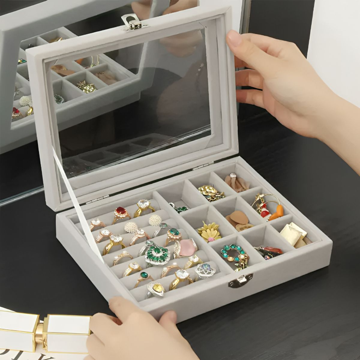 GENERICO - Joyero Organizador De Plush Portatil Multiusos Gris