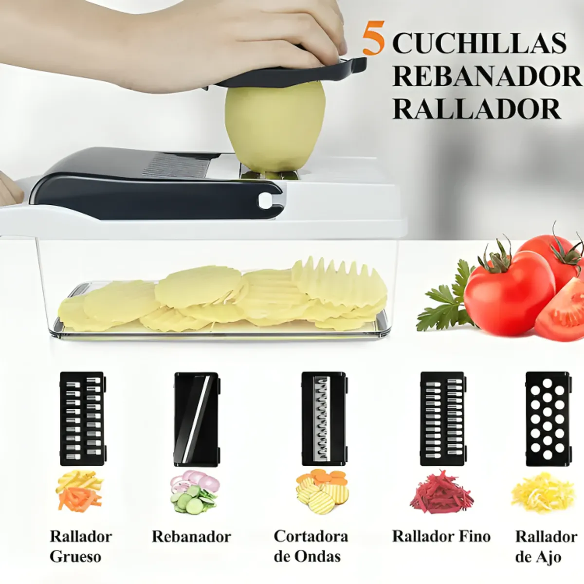 GENERICO - Picador De Verduras Multifuncional 26 Piezas Mandolina Ralla