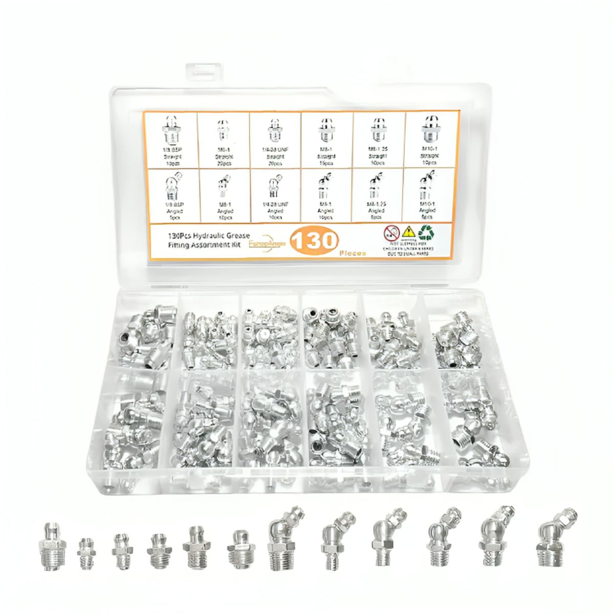 GENERICO - 130pcs Surtido De Boquillas Graseras Hidráulicas Engrase