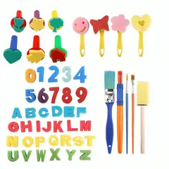 GENERICO - Set De Arte 51 Pzs Para Pintar Para Niños Esponjas Figuras 2