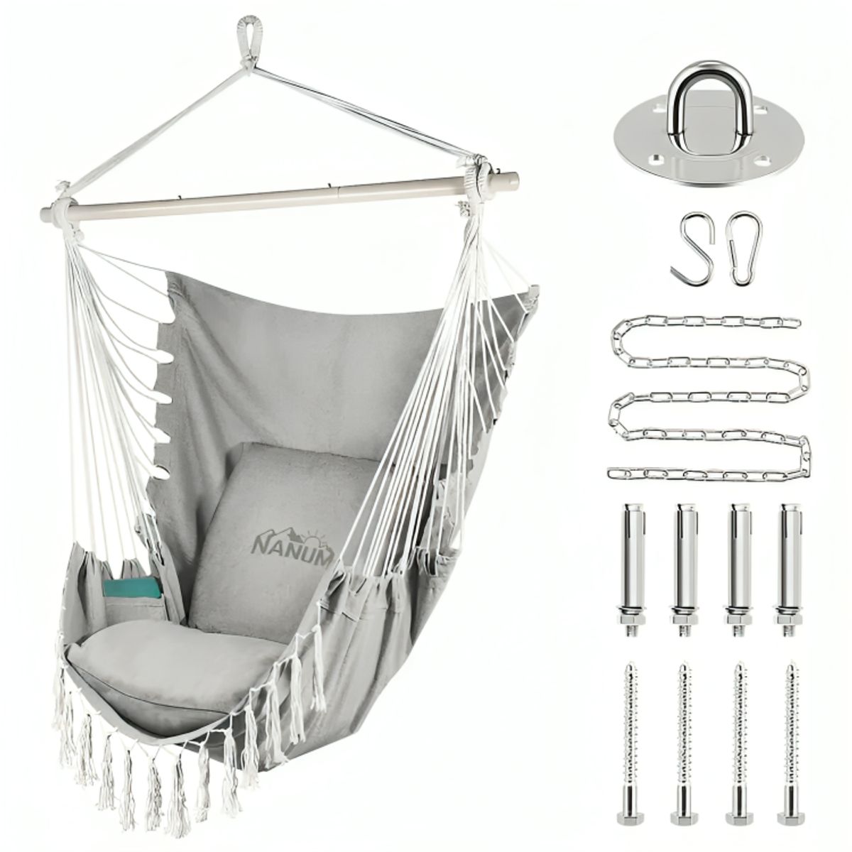 GENERICO - Silla Hamaca Colgante Columpio Con Cojín +kit De Instalación