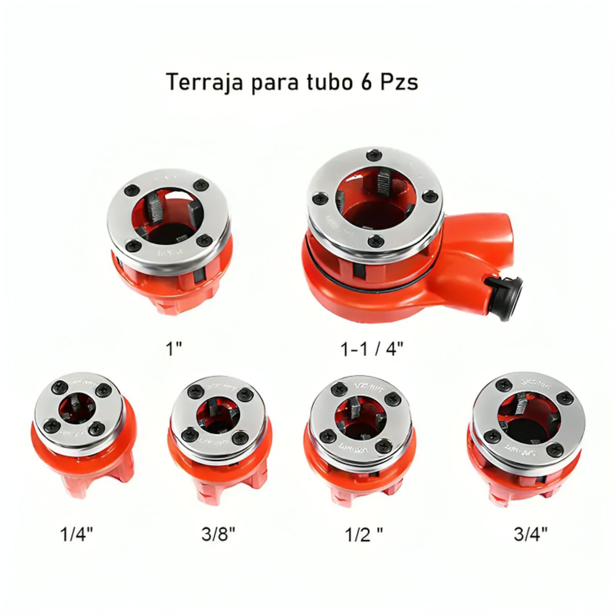 GENERICO - Set Juego De Terrajas Manual Para Tubo 6 Piezas 12 - 1 14
