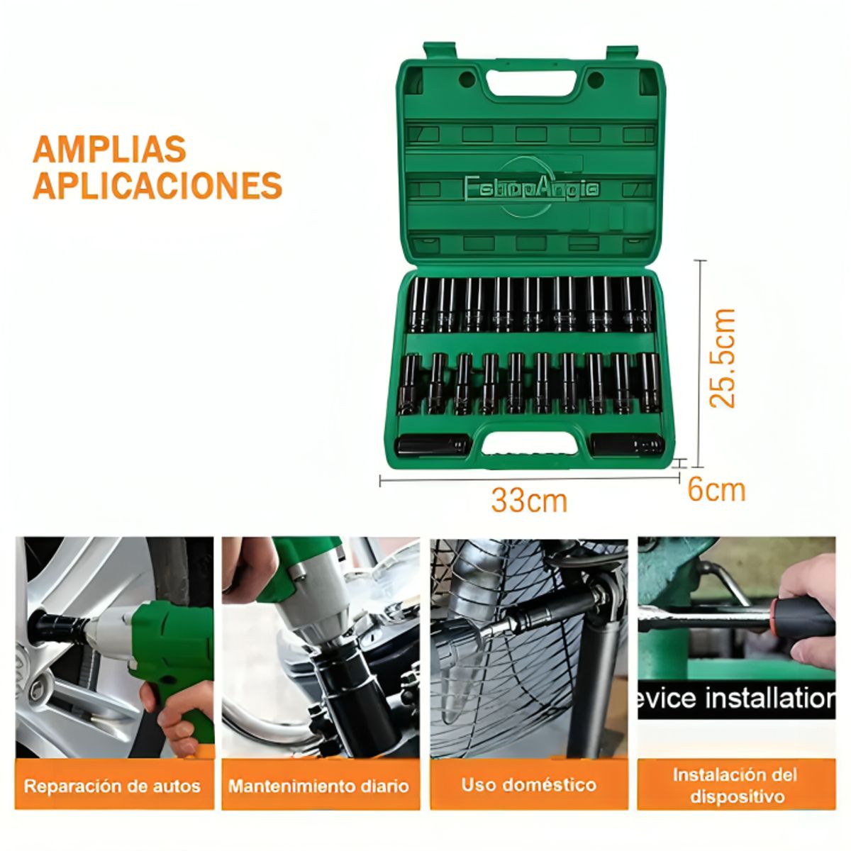 GENERICO - Juego Dados Largos De Impacto 8 - 32mm 20 Piezas