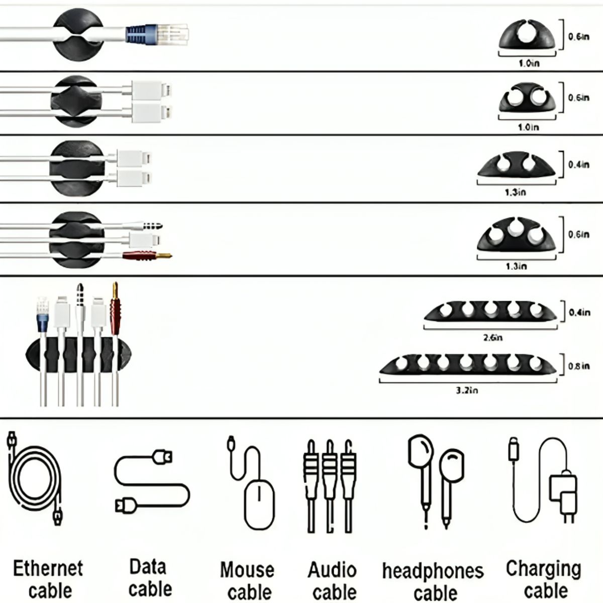 GENERICO - Kit Organizador De Gestión De Cables De 173 Piezas