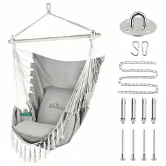 GENERICO - Silla Hamaca Colgante Columpio Con Cojín +kit De Instalación