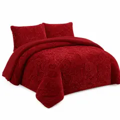 GENERICO - Plumón Cobertor Plush Chiporro 2 Plazas Invierno Suave, Color Rojo Estampado Rosas