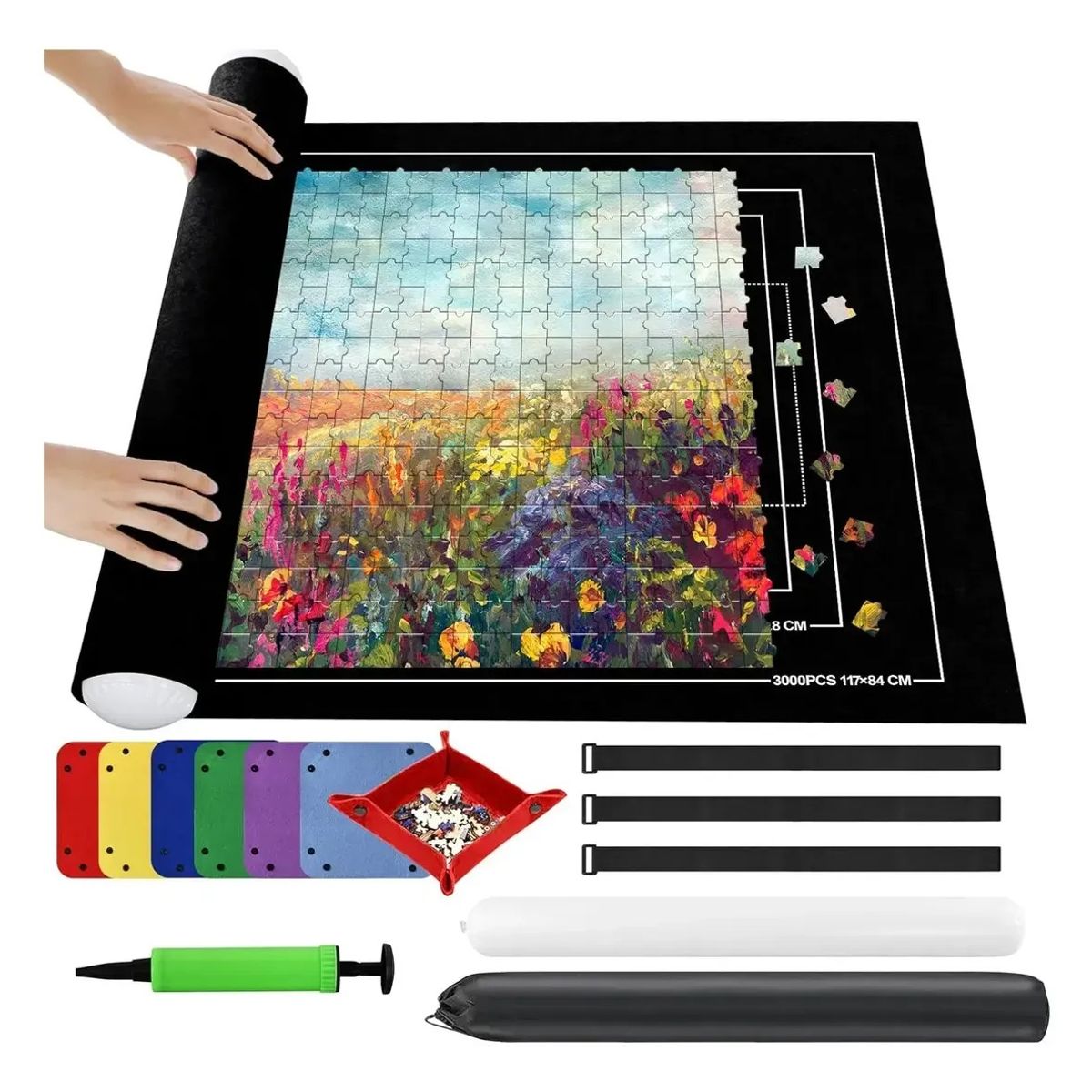 KUANGYE - Mat Para Puzzles 3000 Piezas Manta Rompecabezas 140x 100 Cm